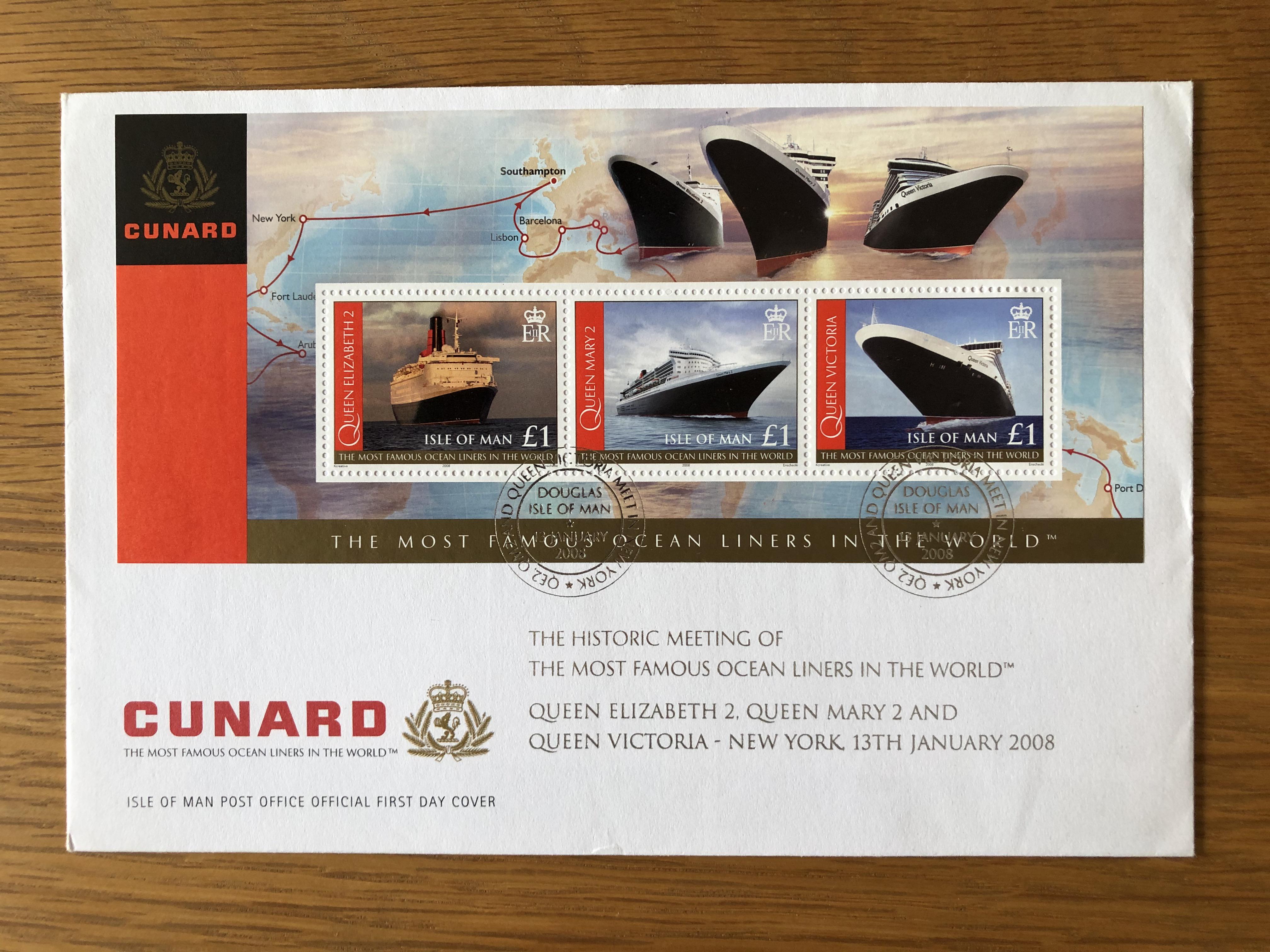 A SET OF FIRST DAY STAMPS FROM THE GATHERING OF THE 3 CUNARD QUEENS AT SOUTHAMPTON